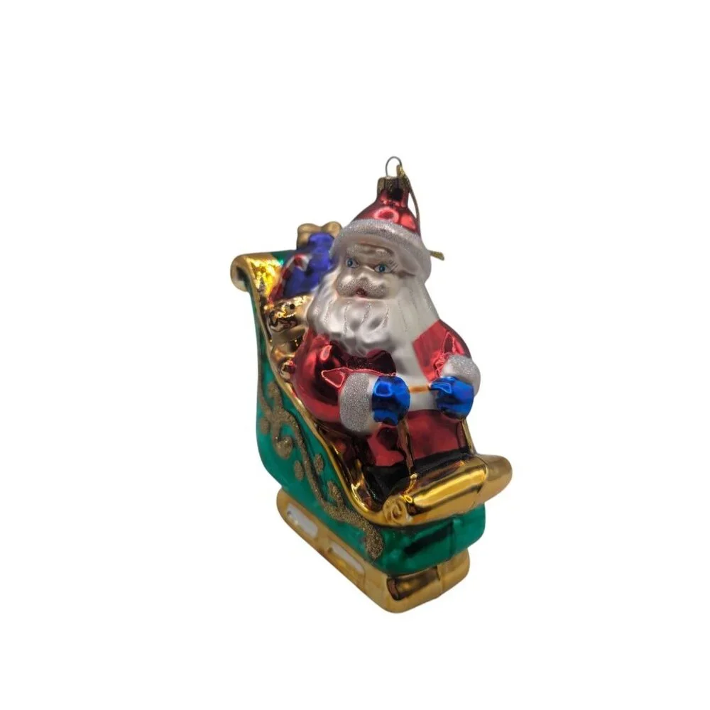 Thomas Pacconi Museum Series Christmas Ornament Santa in Sleigh Hand Blown Glass